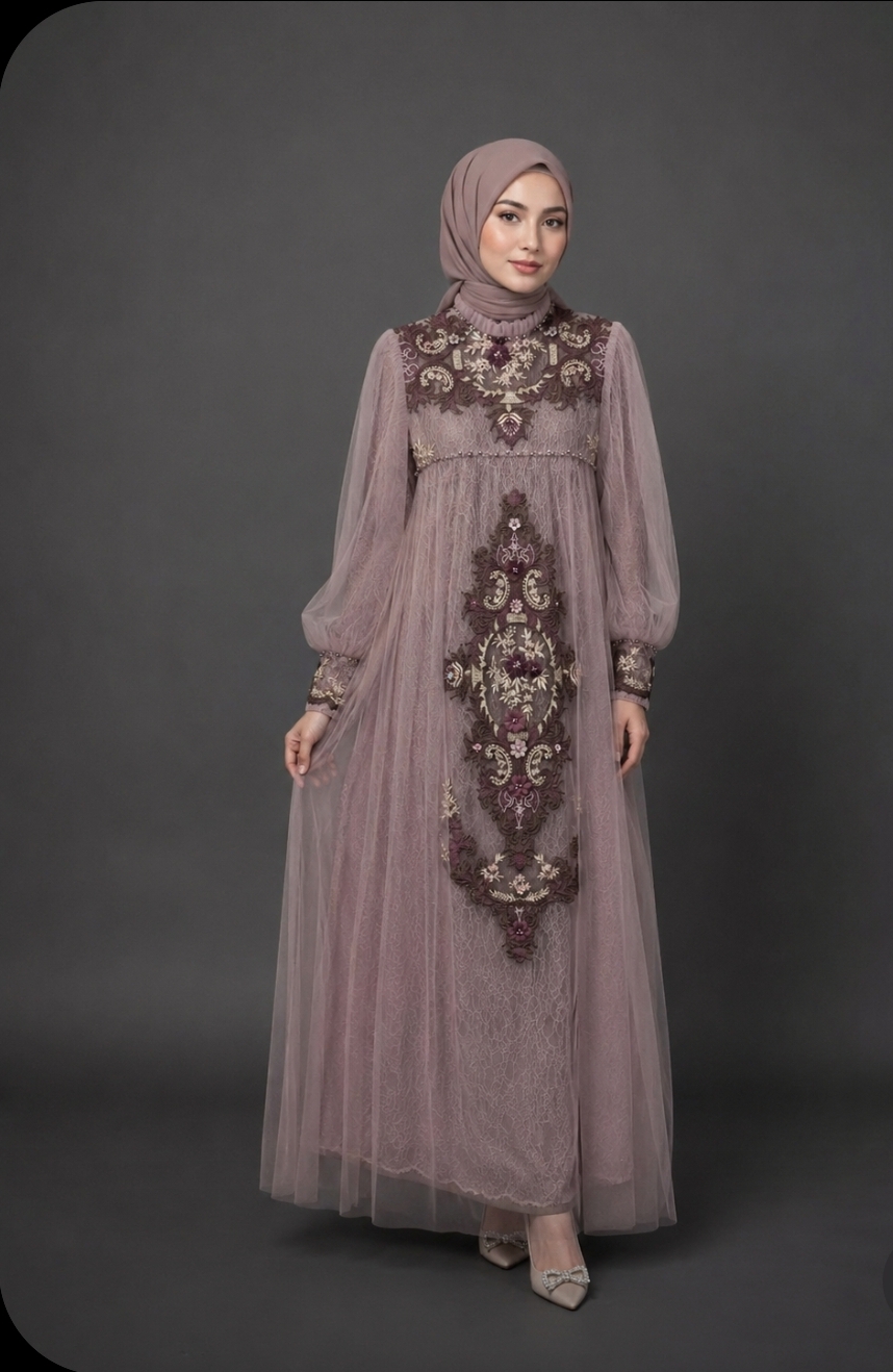 ARTIKEL Gaun Aplikasi Lavender